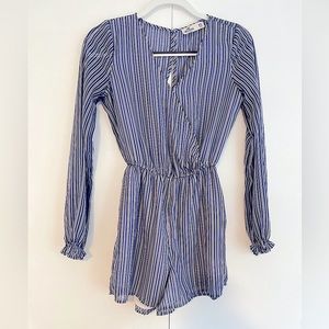 Hollister Blue and White Striped Romper
